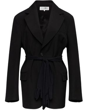 MM6 by Maison Margiela Tie Detail Jacket - Black