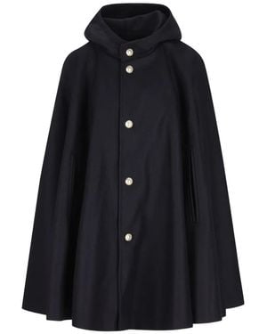 Cini Cape Boutonnée À Capuche - Black
