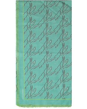 Longchamp Écharpe Frangée À Motif Cheval - Vert