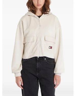 Tommy Hilfiger Zip-Up Logo Hoodie - White