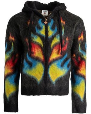 CASABLANCA Flame-Pattern Hooded Jacket - Black