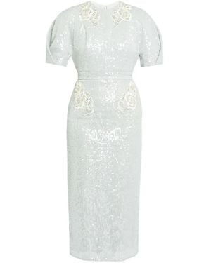 Erdem Crew-Neck Embellished Midi Dress - Grey