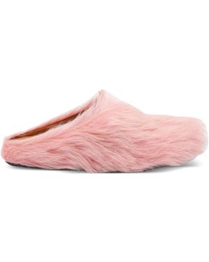 Marni Calf-Hair Slip-On Mules - Pink