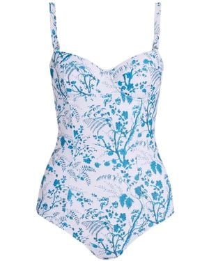 Erdem Botanical-Print Swimsuit - Blue