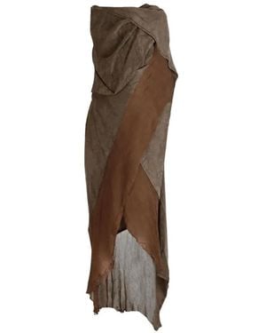 Yehuafan Draped Asymmetric Maxi Dress - Brown