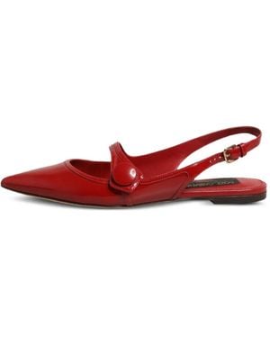 Dolce & Gabbana Patent-Finish Button-Detail Sandals - Red