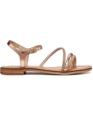 Geox Crystal-Embellished Metallic Sandals - Natural