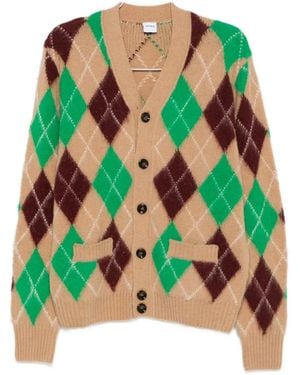 Aspesi Argyle-Pattern Cardigan - Green