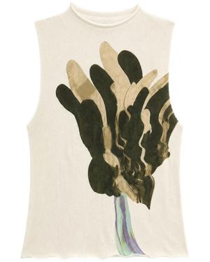 Issey Miyake Gestural Graphic-Print Top - White