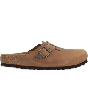 Birkenstock Mules Boston Con Fibbia - Marrone