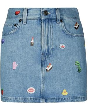 Fiorucci Jeansrock Mit Grafischer Applikation - Blau