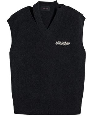 Simone Rocha Crystal-Embellishment V-Neck Vest - Black