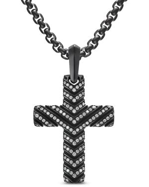 David Yurman Collier Chevron Cross Pendant - Noir