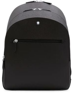 Montblanc Medium Cross-Grain Leather Zip-Pocket Backpack - Black