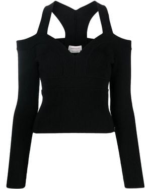 McQueen Long Sleeve Halter Neck Top - Black