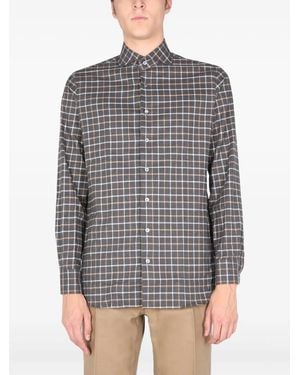 Lardini Checked-Pattern Shirt - Grey