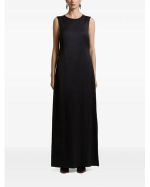 Peserico Embellished-Shoulder Wrap-Back Maxi Dress - Black