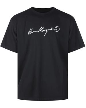 MM6 by Maison Margiela Crewneck Logo-Print Oversized T-Shirt - Black
