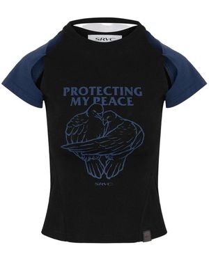 SRVC Studio Protecting My Peace T-Shirt Met Uitgesneden Details - Zwart