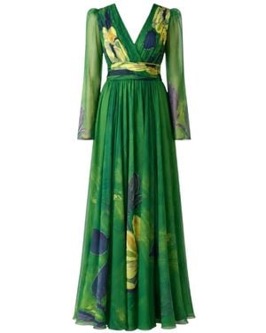 Charo Ruiz Abito Floral-Print Pleated Maxi Dress - Green