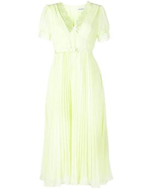 Self-Portrait Chiffon Midi Dress - Yellow