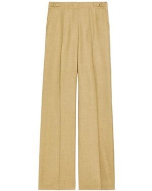 Gabriela Hearst Buckle-Detail Pleated Trousers - Natural