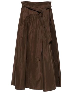 Psophia Tie-Waist Maxi A-Line Skirt - Brown