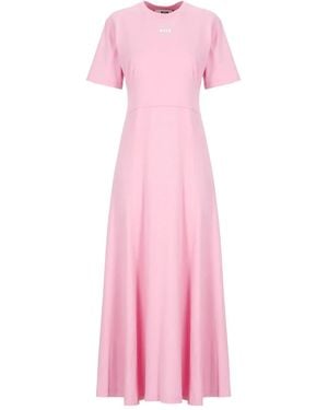MSGM Crew-Neck Short-Sleeve Maxi Dress - Pink