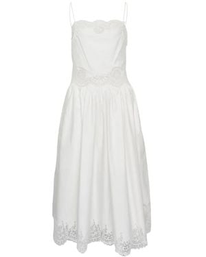 Self-Portrait Lace Trim Midi Dress - White