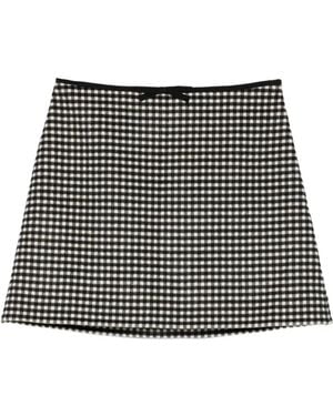 Valentino Garavani Bow-Detail Checked Skirt - Grey