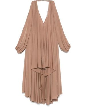 Blumarine Asymmetric Georgette Mini Dress - Natural