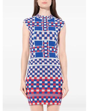 McQueen Check-Pattern Dress - Blue