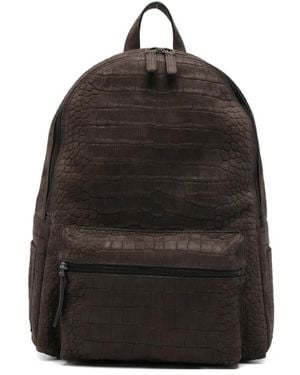 Orciani Freedom Crocodile-Effect Zip Backpack - Black