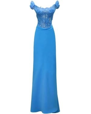 Gemy Maalouf Floral Corset Dress - Blue