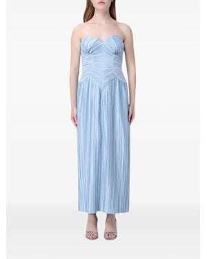 Cult Gaia Ashika Plissé Corset Midi Dress - Blue