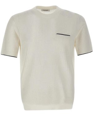 Kangra Geripptes Feinstrick-T-Shirt - Weiß