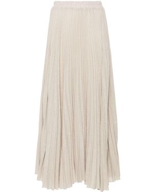 Styland Pleated Midi Skirt - Natural