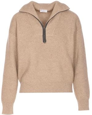 Brunello Cucinelli Half-Zip Jumper - Natural