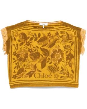 Chloé Boat-Neck Jacquard Top - Yellow