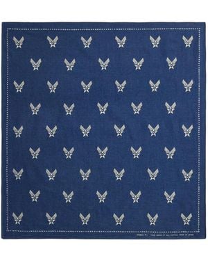 RRL Star-Pattern Square Scarf - Blue
