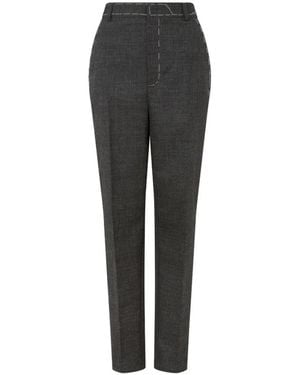 Moschino Contrast-Stitch Wool Trousers - Grey
