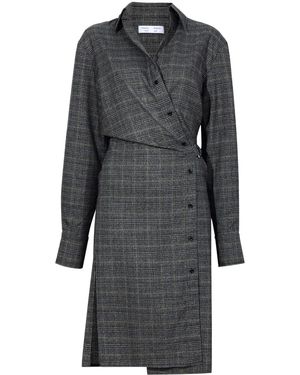 Proenza Schouler Plaid Suiting Wrap Dress - グレー