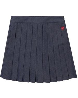 A Bathing Ape Heart-Badge Pleated Mini Skirt - Blue