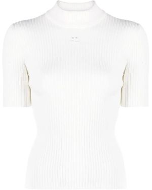 Courreges Ribbed-Knit Jumper - White