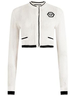 Philipp Plein Cárdigan Con Detalle Hexagonal - Blanco