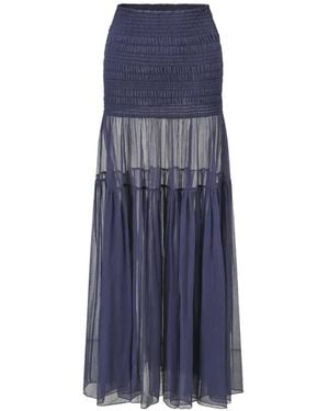Oude Waag Shirred Tiered Maxi Skirt - Blue