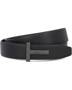 Tom Ford Reversible T Buckle Belt - Black