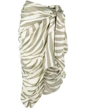 Balmain Zebra-Print Midi Skirt - White