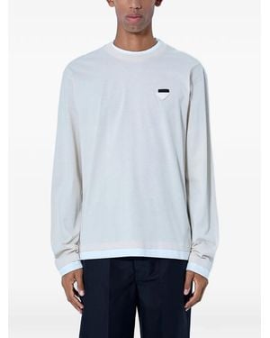 Prada Long-Sleeved Cotton T-Shirt - Blue