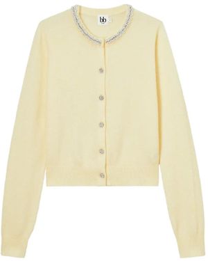 B+ AB Faux-Pearl Embellished Cardigan - White